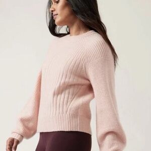 Athleta Merino Wool Pink Crew Neck Sweater